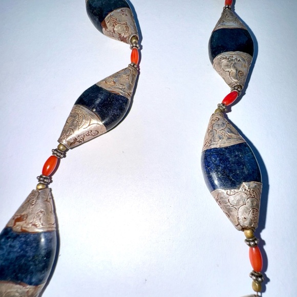 Vintage Handmade Hand Crafted African Moroccan Necklace Jewelry Silver & Stone - Picture 5 of 6